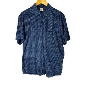Faherty Navy Fleck Short Sleeve Pocket Cotton Shirt Men’s L ResortWear Coastal